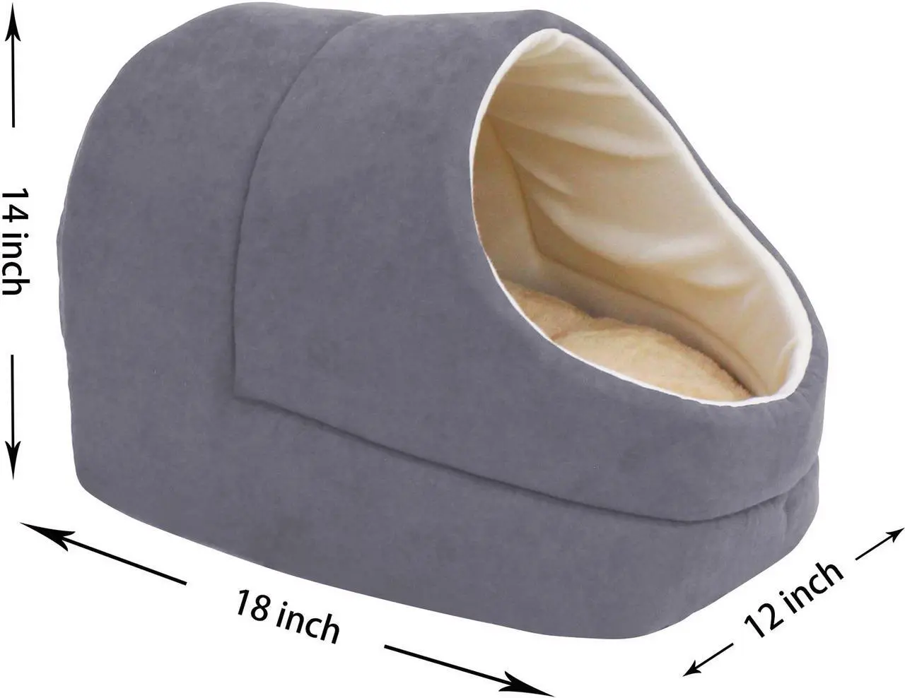 Alt view image 3 of 7 - GOOPAWS Covered Cat & Dog Bed, Cat Cave for Cat and Warming Burrow Cat Bed, Pet Sleeping Cuddle Cave