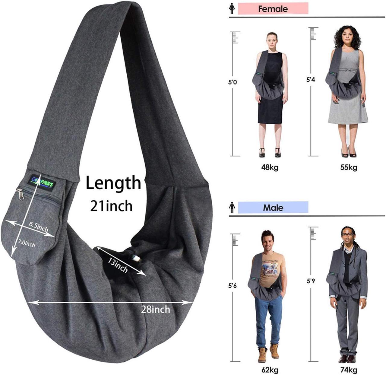 Alt view image 4 of 7 - GOOPAWS Dog Sling, Hand Free Pet Sling Carrier Safety Belt Carrying Small Dog Cat Puppy Machine Washable