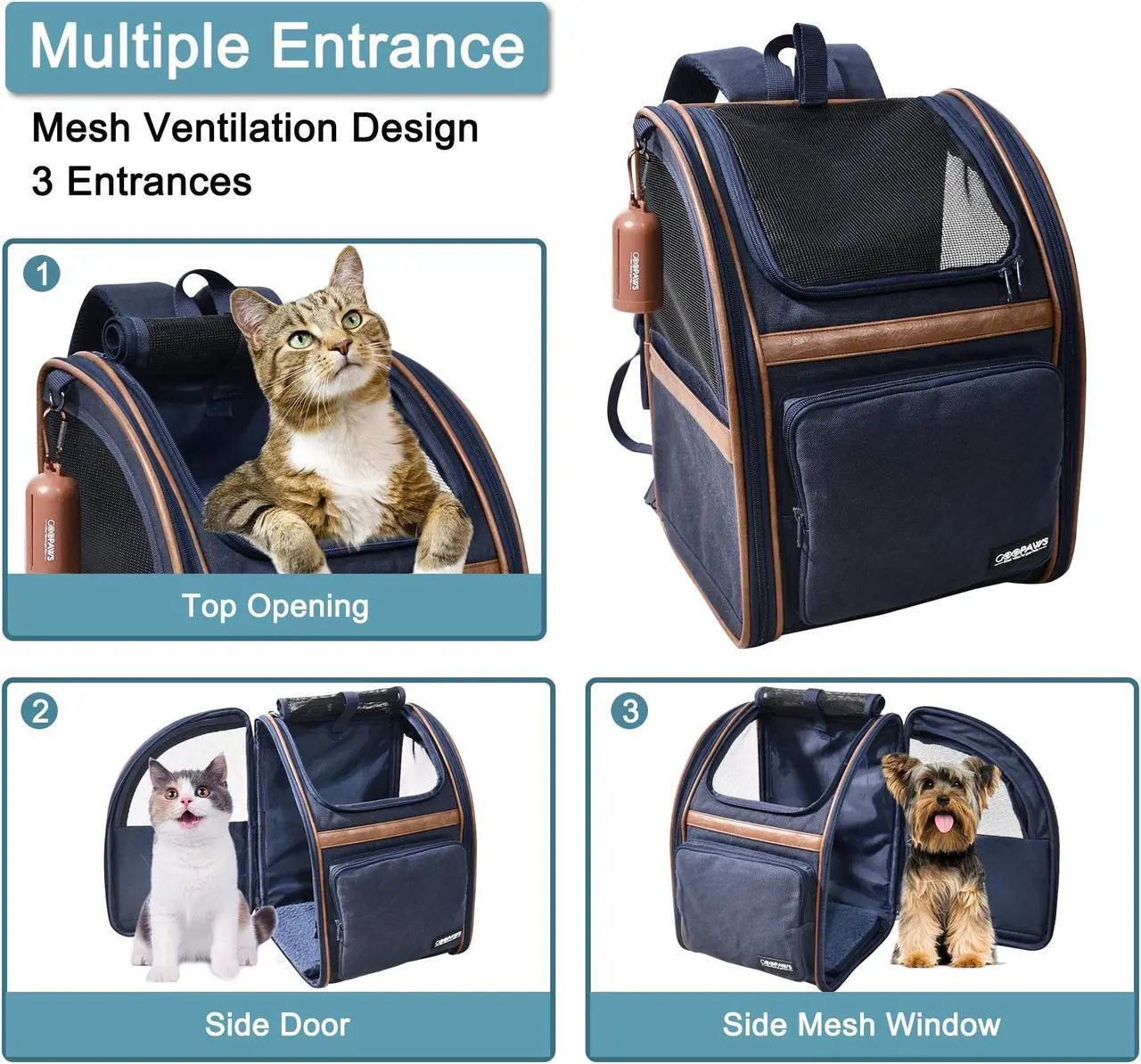 Alt view image 6 of 7 - Jespet & GOOPAWS Pet Carrier Backpack for Dogs and Cats, Hold Pets Up to 25 Lbs