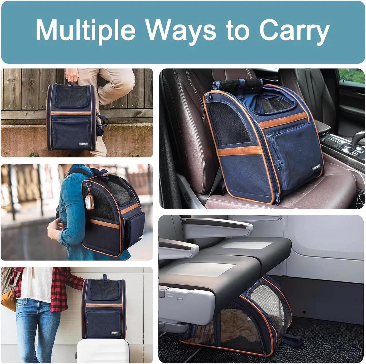 Alt view image 7 of 7 - Jespet & GOOPAWS Pet Carrier Backpack for Dogs and Cats, Hold Pets Up to 25 Lbs
