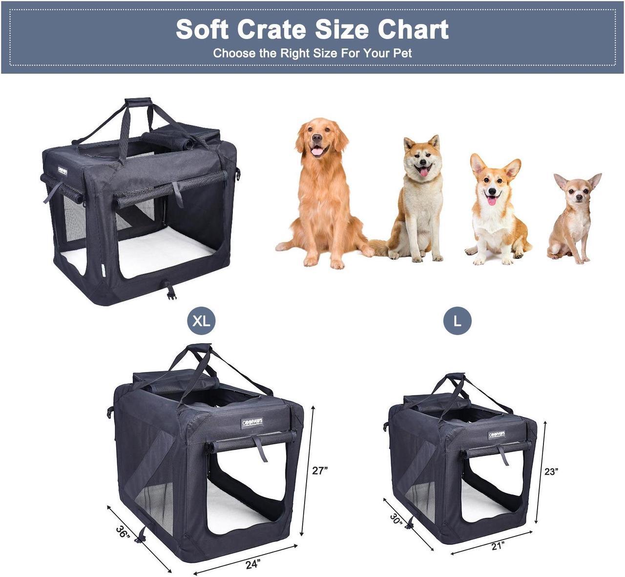 Alt view image 3 of 6 - Jespet Folding Soft Pet Crates Kennel, 3-Door Indoor & Outdoor Collapsible Soft Dog Crate, Travel Pet Carrier with Straps and Fleece Mat for Dogs Cats, Rabbits