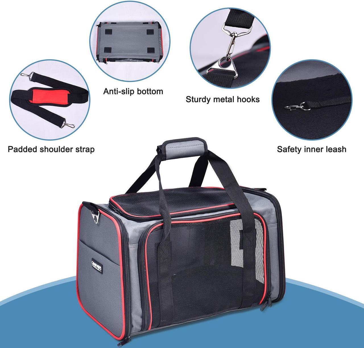 Alt view image 3 of 7 - GOOPAWS Soft-Sided Pet Travel Carrier, Airline Approved Dog & Cat Carrier Collapsible, Collapsible Kennel for Small Dogs Cats, Puppy
