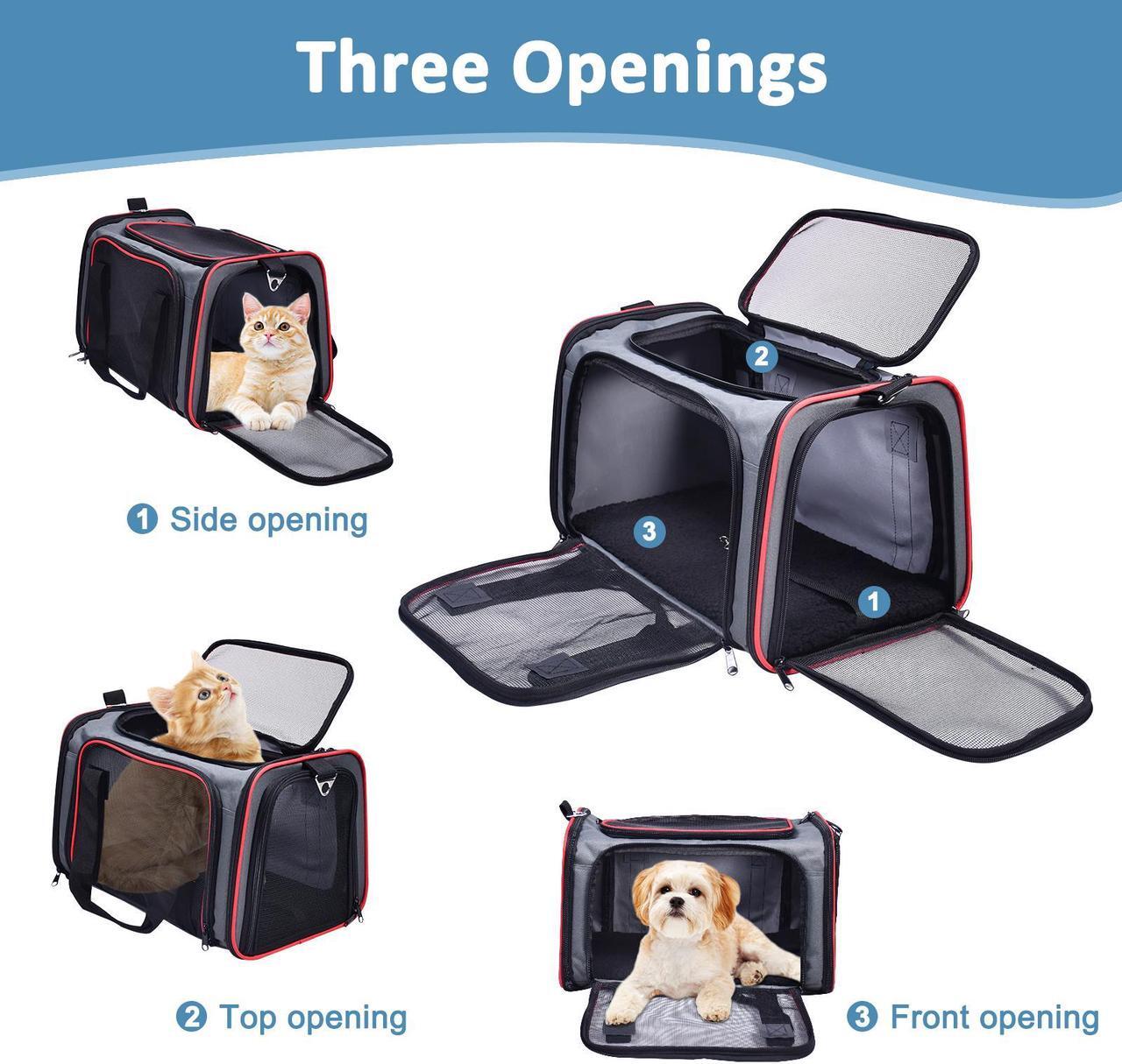 Alt view image 2 of 7 - GOOPAWS Soft-Sided Pet Travel Carrier, Airline Approved Dog & Cat Carrier Collapsible, Collapsible Kennel for Small Dogs Cats, Puppy