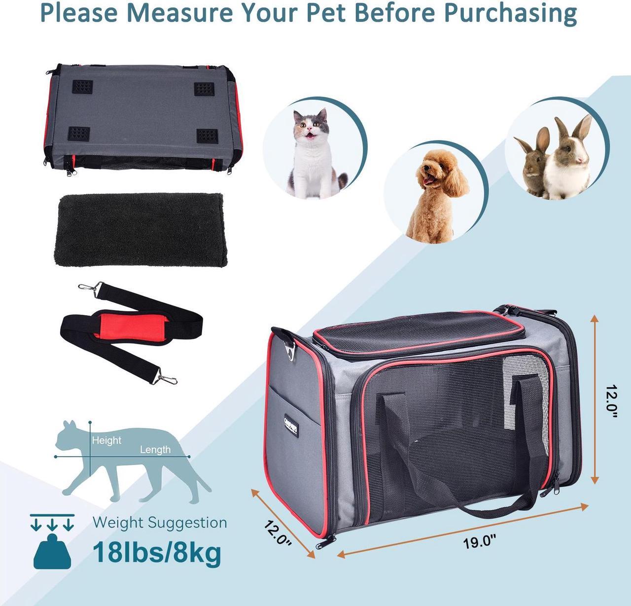 Alt view image 5 of 7 - GOOPAWS Soft-Sided Pet Travel Carrier, Airline Approved Dog & Cat Carrier Collapsible, Collapsible Kennel for Small Dogs Cats, Puppy