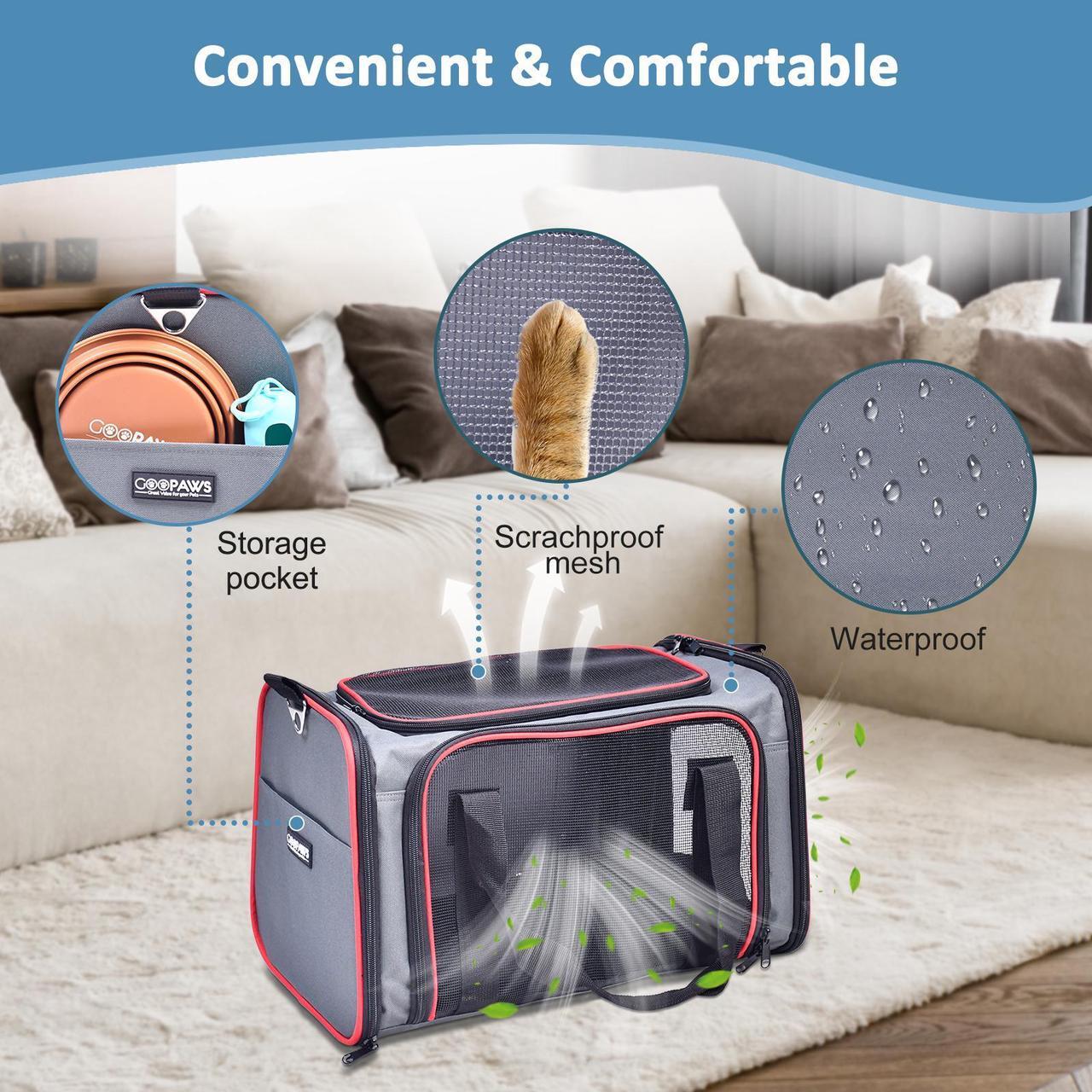 Alt view image 4 of 7 - GOOPAWS Soft-Sided Pet Travel Carrier, Airline Approved Dog & Cat Carrier Collapsible, Collapsible Kennel for Small Dogs Cats, Puppy