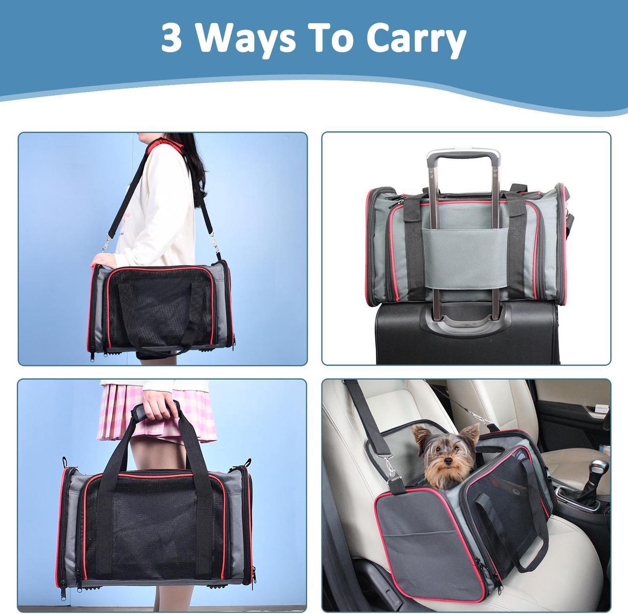 Alt view image 6 of 7 - GOOPAWS Soft-Sided Pet Travel Carrier, Airline Approved Dog & Cat Carrier Collapsible, Collapsible Kennel for Small Dogs Cats, Puppy