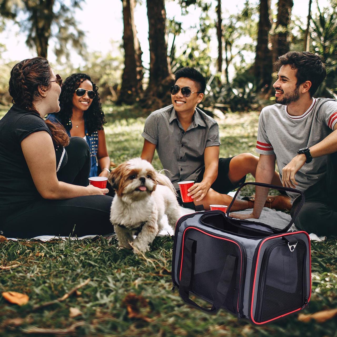 Alt view image 7 of 7 - GOOPAWS Soft-Sided Pet Travel Carrier, Airline Approved Dog & Cat Carrier Collapsible, Collapsible Kennel for Small Dogs Cats, Puppy