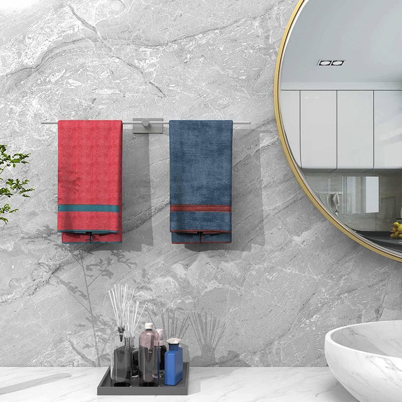 Main image of Towel Bar, No Drilling Towel Rack, Bathroom Wall Mount Self Adhesive Towel Rail, 304 Stainless Steel Brushed Towel Holder Length 23.6 inch, Left and Right Length Adjustable, for Bathroom and Kitchen