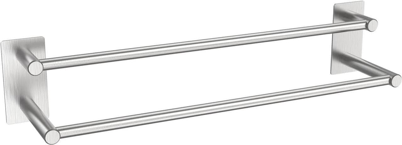 Main image of Towel Bar Double Towel Rack for Kitchen/Bathroom Wall Mounted SUS304 Brushed Stainless Steel Hand Towel Holder Rust/Scratch Resistant No Drilling - Self Adhesive - 27.56 inch, Silver