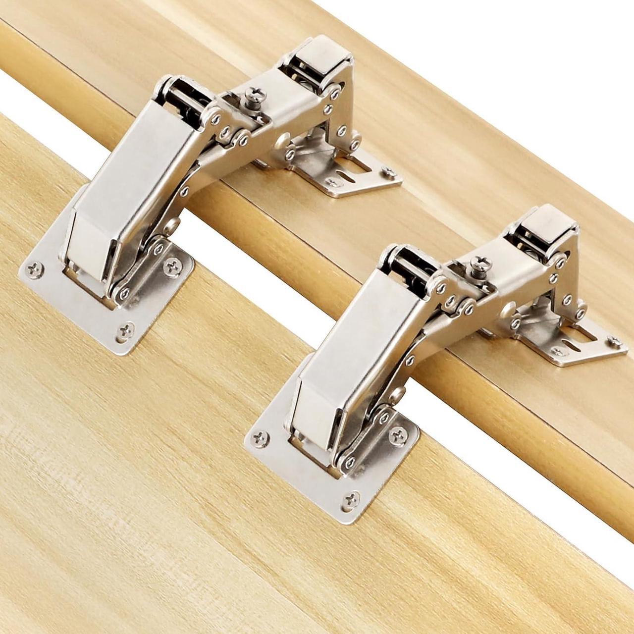 Main image of 4Pcs 175 Degree Cabinet Hinges, Silent Soft Close Cabinet Doors Hinges, Hydraulic Frameless Hidden Hinges, Adjustable Mounting Hinges with Screws for Cabinet, Cupboards, Wardrobe