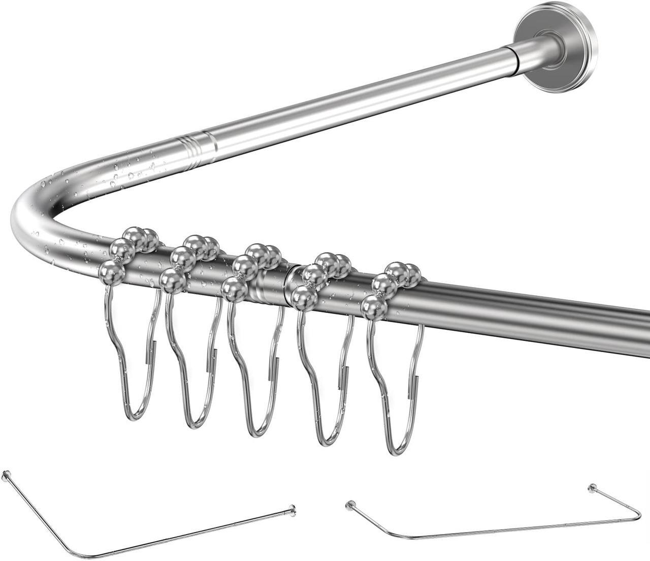 Main image of Misounda Shower Curtain Rod Can Be Assembled (L-Shaped Or U-Shaped) Bathroom Shower Rod, 29.5x(59-74.8)Inch L-Shaped Corner Shower  Rod Is Suitable For Bathrooms, Shower Rooms, And Dressing Rooms.
