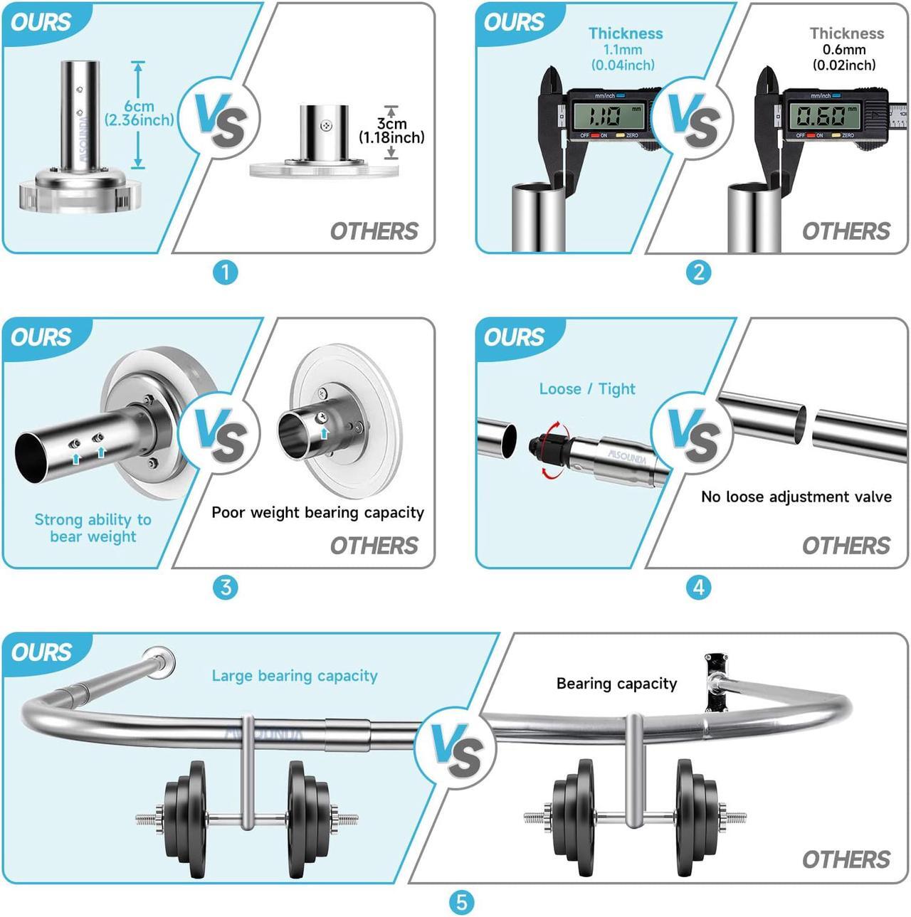Alt view image 6 of 7 - Misounda Shower Curtain Rod Can Be Assembled (L-Shaped Or U-Shaped) Bathroom Shower Rod, 29.5x(59-74.8)Inch L-Shaped Corner Shower  Rod Is Suitable For Bathrooms, Shower Rooms, And Dressing Rooms.