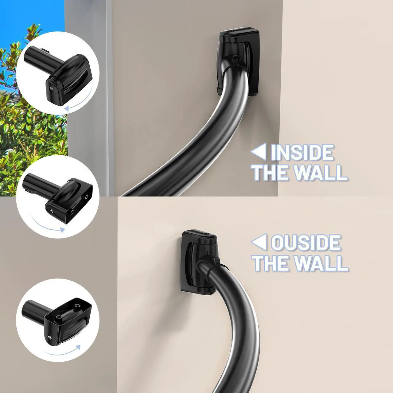 Alt view image 3 of 7 - Curved Shower Curtain Rod, Adjustable Stainless Steel Telescopic Shower Rod for Bathroom, Bathtub, Cloakroom, Dressing Room Etc. ( 35-63 inch ) Black
