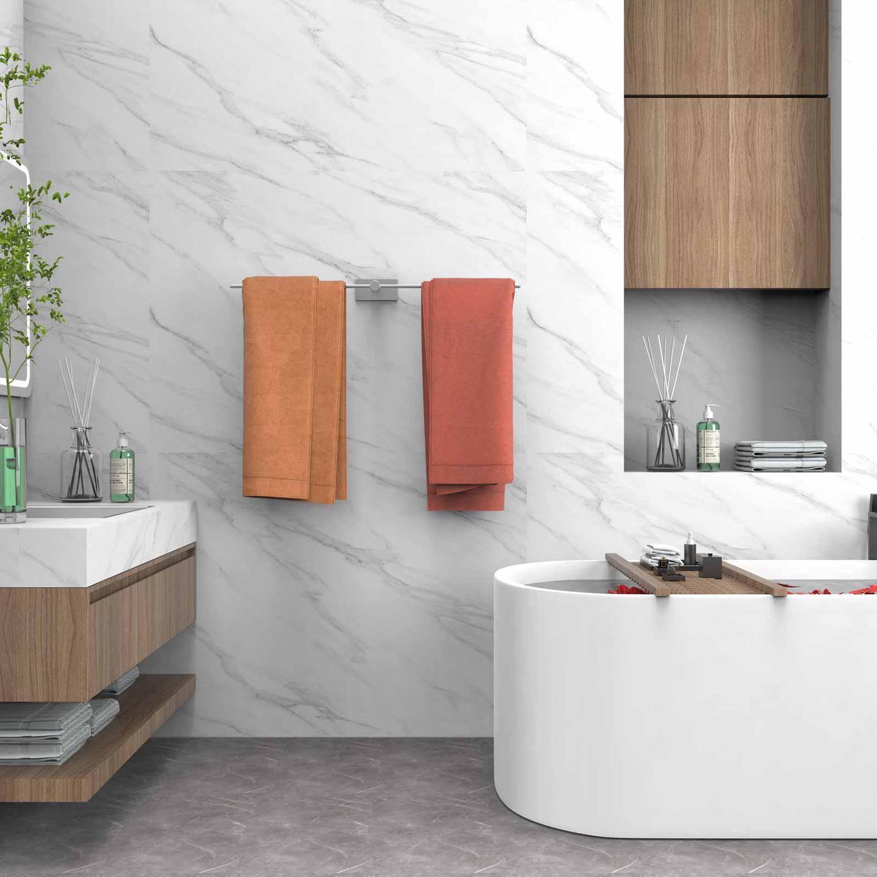 Alt view image 4 of 7 - Towel Bar, No Drilling Towel Rack, Bathroom Wall Mount Self Adhesive Towel Rail, 304 Stainless Steel Brushed Towel Holder Length 23.6 inch, Left and Right Length Adjustable, for Bathroom and Kitchen