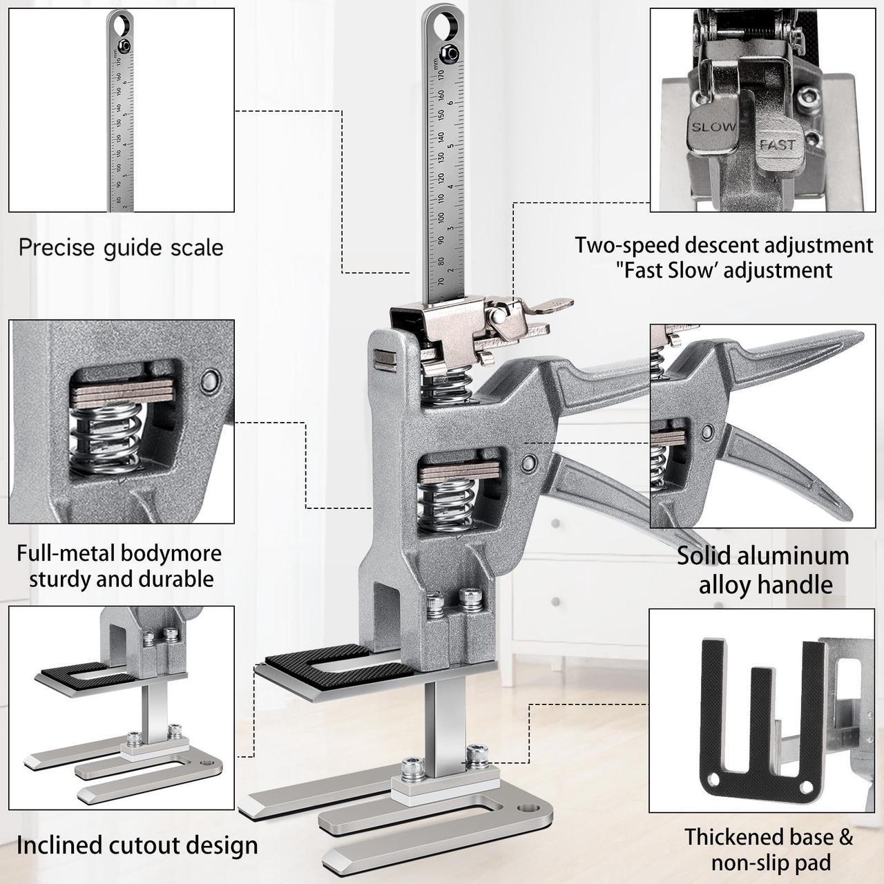 Alt view image 3 of 6 - 2-Pack Upgraded Furniture Jack Hand Jack Tool Up to 440 Lbs Max Slow & Slow Bearing, Low Effort Arm Jack, Adjustable Height Lifting Device.