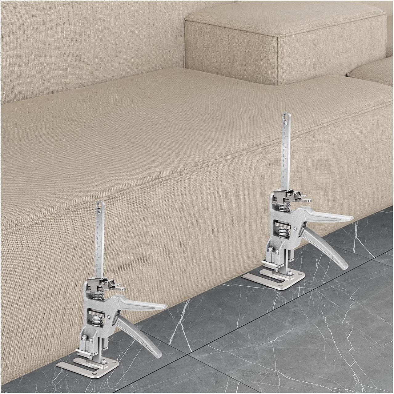 Main image of 2-Pack Upgraded Furniture Jack Hand Jack Tool Up to 440 Lbs Max Slow & Slow Bearing, Low Effort Arm Jack, Adjustable Height Lifting Device.