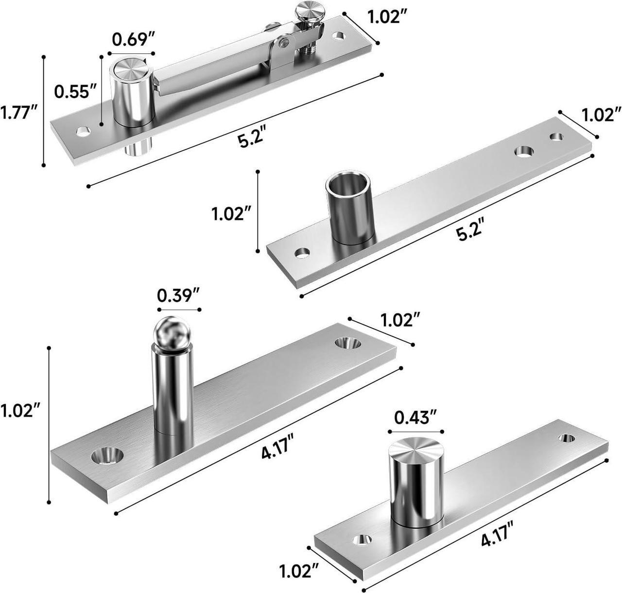 Alt view image 2 of 7 - Pivot Hinges, Heavy Duty Hinges for Doors 360 Degree Shaft Stainless Steel Hidden Door Hinge with Screws Invisible Pivot Door Hardware