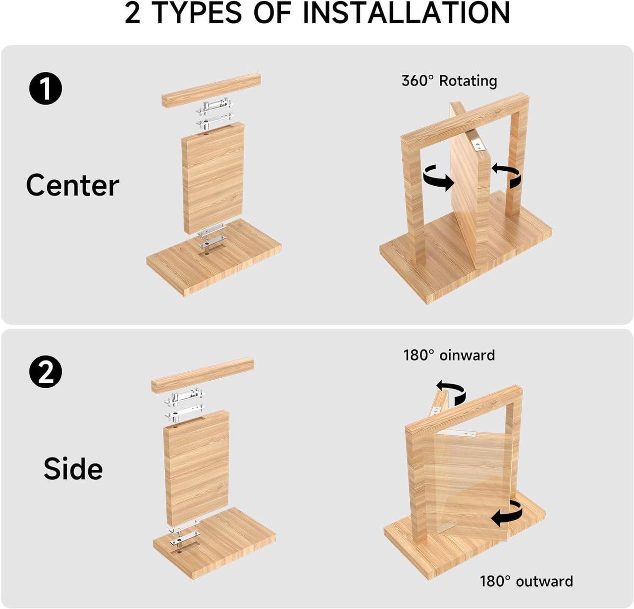 Alt view image 3 of 7 - Pivot Hinges, Heavy Duty Hinges for Doors 360 Degree Shaft Stainless Steel Hidden Door Hinge with Screws Invisible Pivot Door Hardware