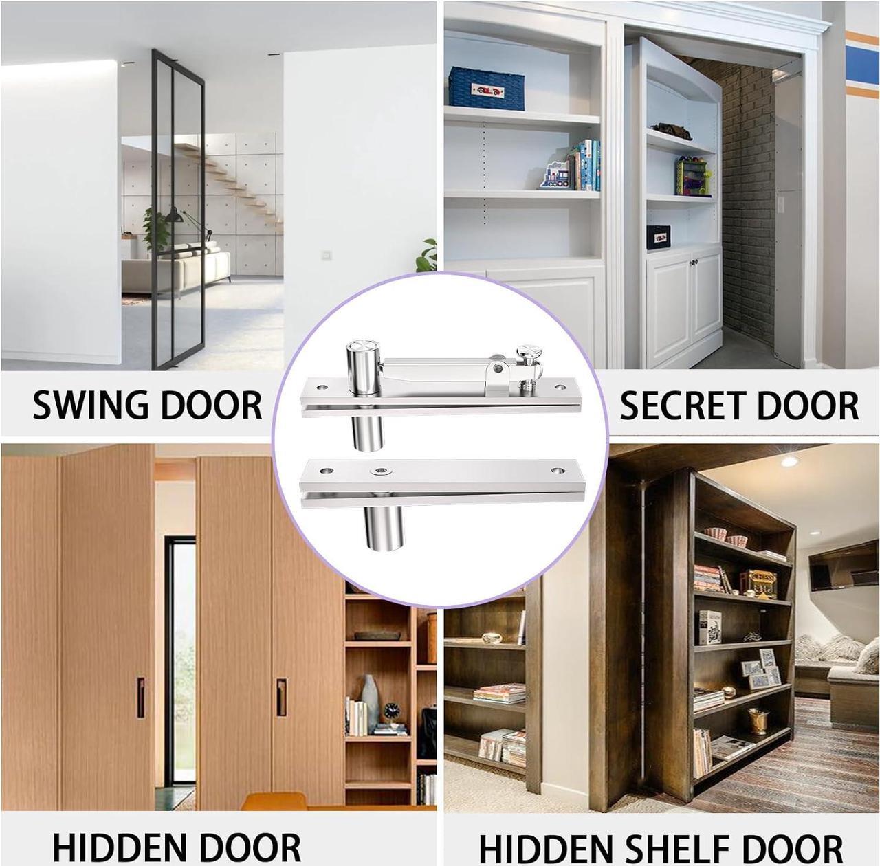 Alt view image 6 of 7 - Pivot Hinges, Heavy Duty Hinges for Doors 360 Degree Shaft Stainless Steel Hidden Door Hinge with Screws Invisible Pivot Door Hardware