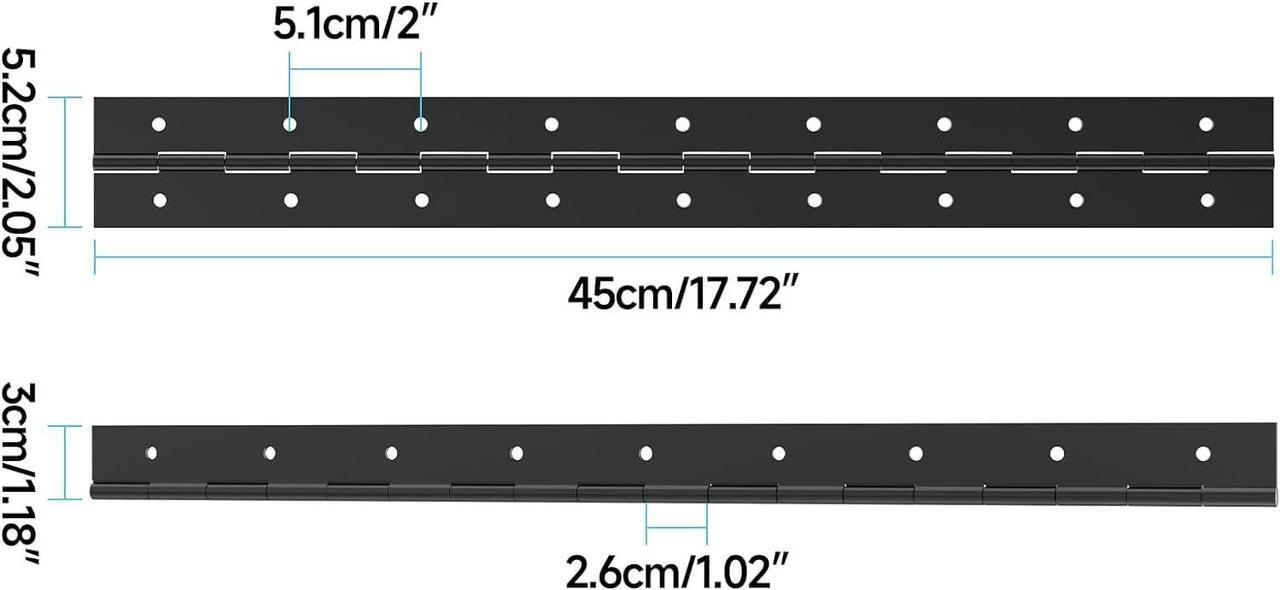 Alt view image 6 of 7 - Piano Hinge 18 Inch 304 Stainless Steel Hinge 2pcs Heavy Duty Piano Hinge 0.06" Leaf Thickness 1.2'' Open Width Continuous & Piano Hinges Continuous Hinge with Holes for Cabinets Boat Marine Door