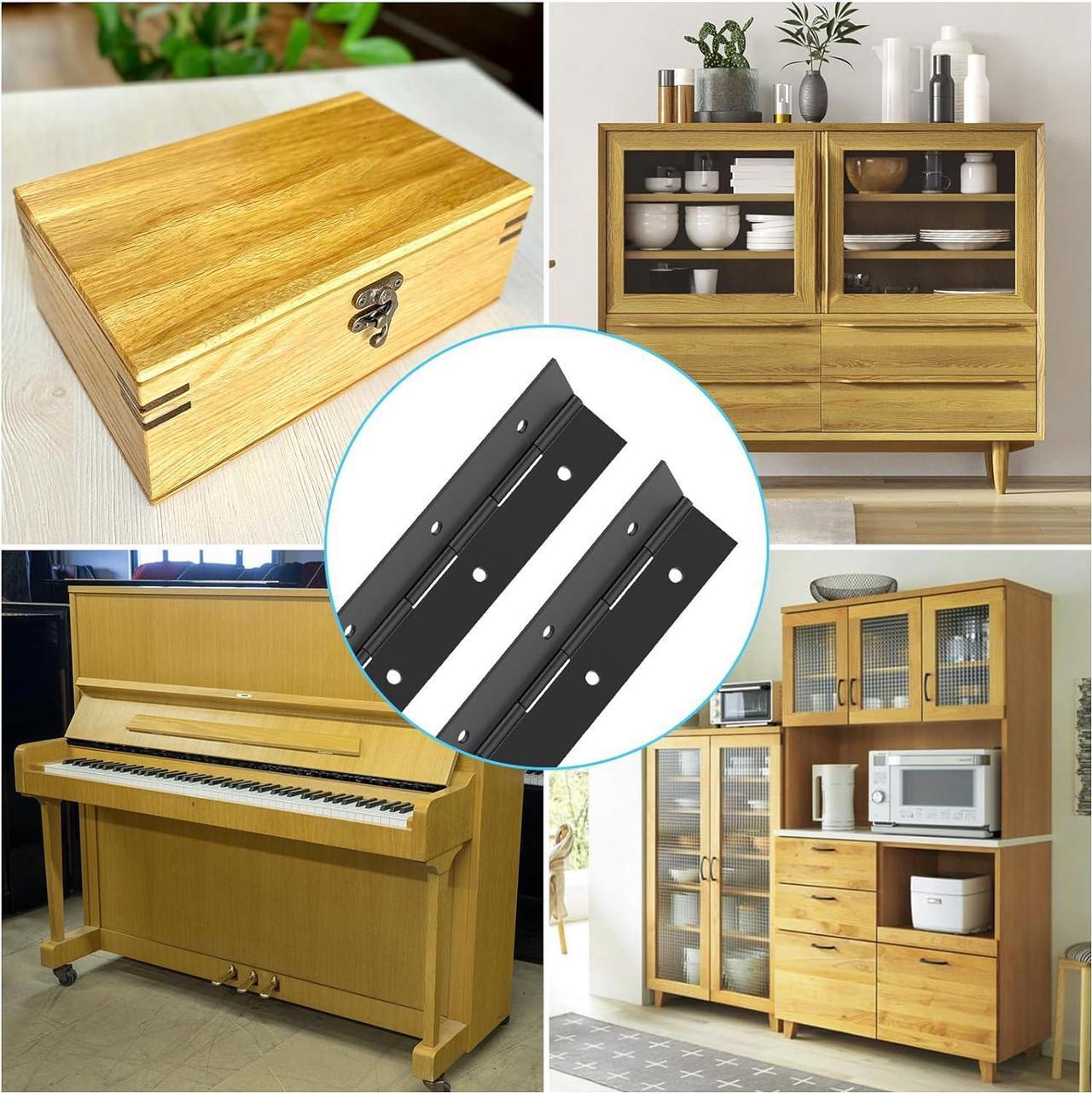 Alt view image 7 of 7 - Piano Hinge 18 Inch 304 Stainless Steel Hinge 2pcs Heavy Duty Piano Hinge 0.06" Leaf Thickness 1.2'' Open Width Continuous & Piano Hinges Continuous Hinge with Holes for Cabinets Boat Marine Door
