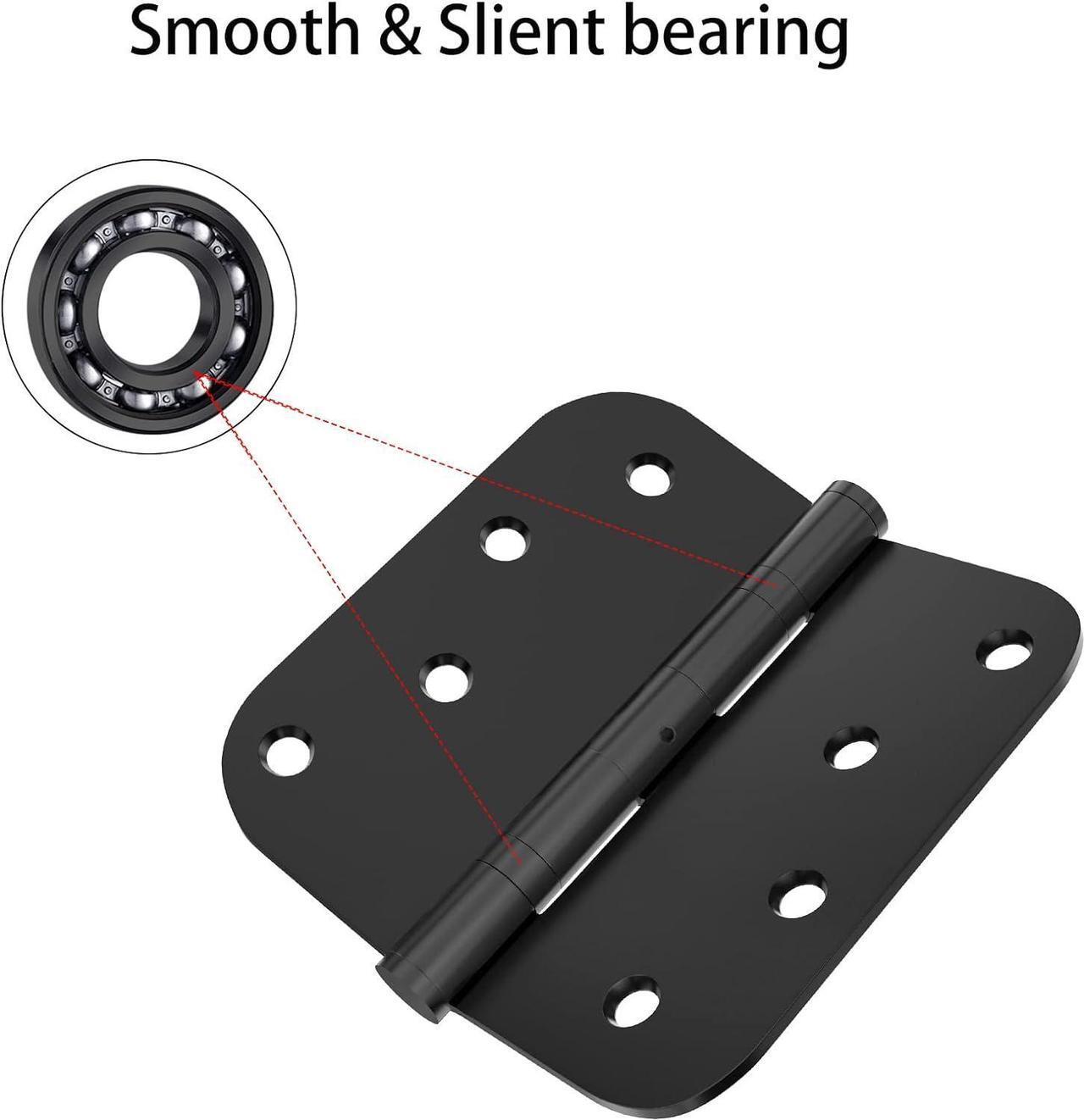 Alt view image 2 of 7 - Hinges 4'' Black Stainless Steel Hinges 4 Inch Interior & Exterior Door Hinges for Left & Right Doors Ball Bearing Nrp Hinges Heavy Duty Door Hinge with 5/8" Radius Corners 2 Pack-Non Removable Pin