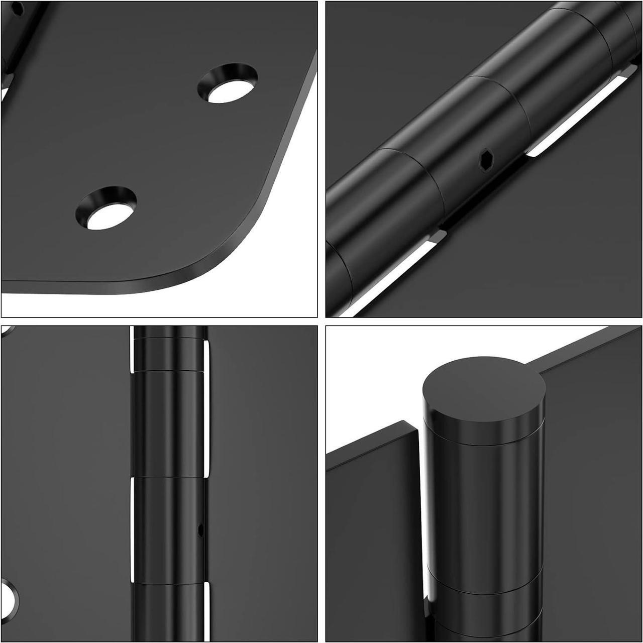 Alt view image 5 of 7 - Hinges 4'' Black Stainless Steel Hinges 4 Inch Interior & Exterior Door Hinges for Left & Right Doors Ball Bearing Nrp Hinges Heavy Duty Door Hinge with 5/8" Radius Corners 2 Pack-Non Removable Pin