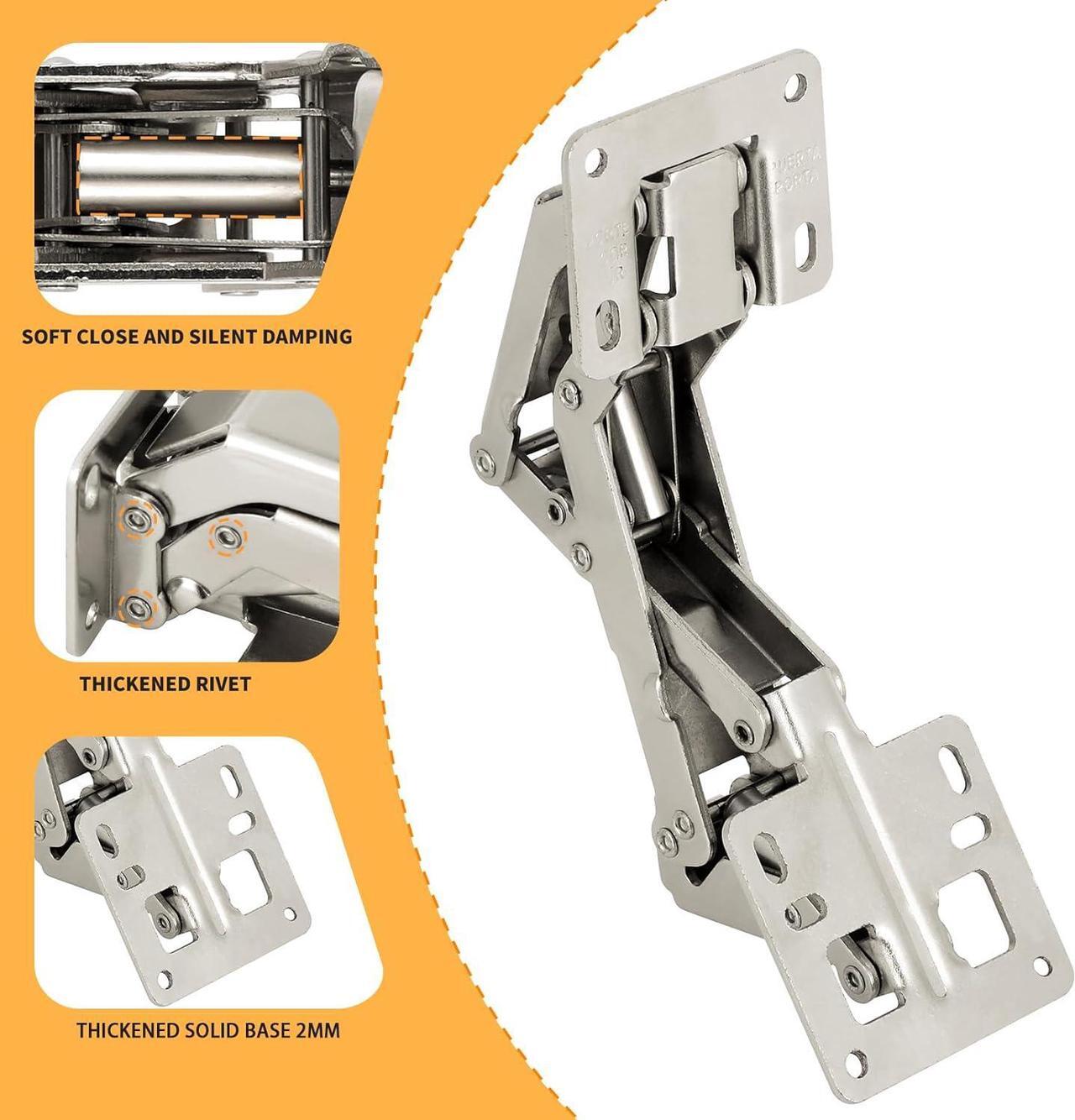 Alt view image 6 of 7 - 4Pcs 175 Degree Cabinet Hinges, Silent Soft Close Cabinet Doors Hinges, Hydraulic Frameless Hidden Hinges, Adjustable Mounting Hinges with Screws for Cabinet, Cupboards, Wardrobe