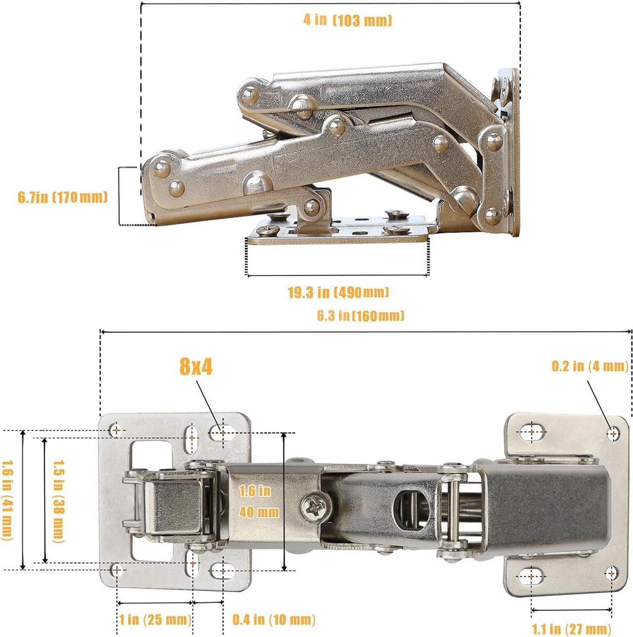 Alt view image 2 of 7 - 4Pcs 175 Degree Cabinet Hinges, Silent Soft Close Cabinet Doors Hinges, Hydraulic Frameless Hidden Hinges, Adjustable Mounting Hinges with Screws for Cabinet, Cupboards, Wardrobe