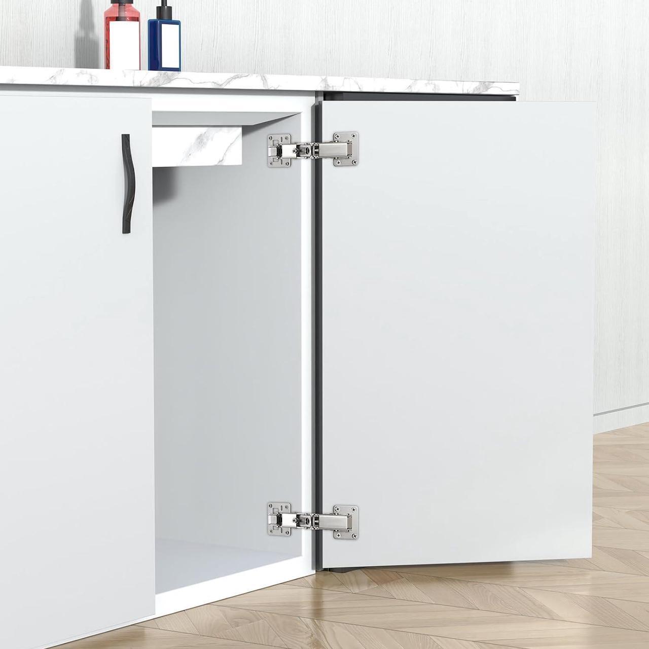 Alt view image 7 of 7 - 4Pcs 175 Degree Cabinet Hinges, Silent Soft Close Cabinet Doors Hinges, Hydraulic Frameless Hidden Hinges, Adjustable Mounting Hinges with Screws for Cabinet, Cupboards, Wardrobe