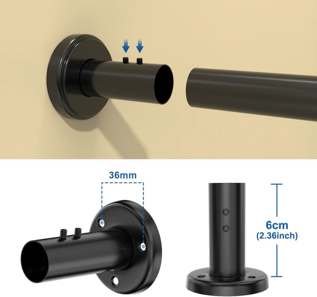 Alt view image 5 of 7 - Misounda Corner Shower Curtain Rod Adjustable Curved Shower Rods Drilling Install 304 Stainless Steel With 24 Rings, For Bathroom,Bathtub,Fitting Room ( L Shaped 27.6-39.4×43.3-67 inch )Black