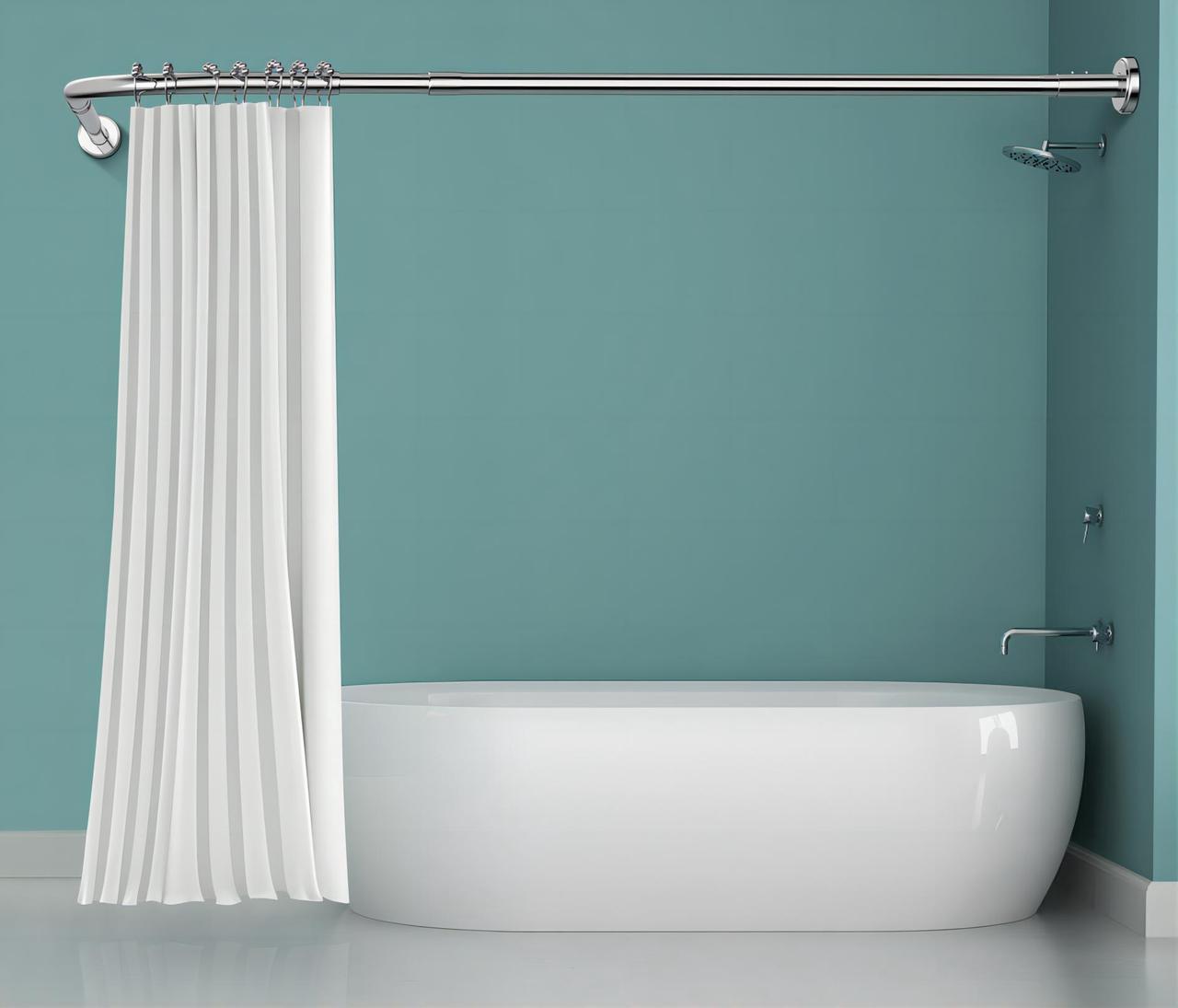 Main image of Misounda Shower Curtain Rod, Adjustable L Shaped Corner Shower Curtain Rods, No Drilling Install Stainless Steel 27.6-39.4x35.5-47.2 Inch With 24 Shower Rings, For Bathroom,Bathtub,Clothing Store Etc