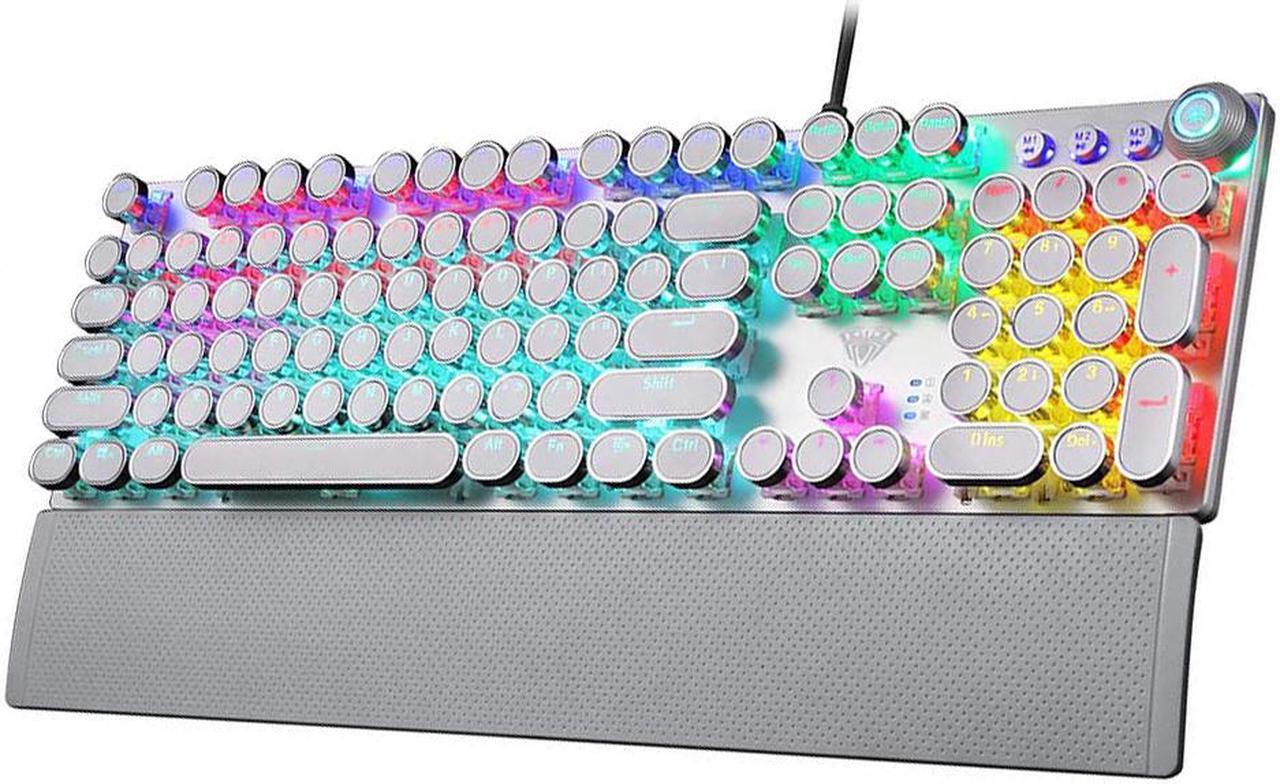 Main image of Gaming Mechanical Keyboard, LED Backlit Metal Panel 104 Anti-ghosting Keys, Blue Switches, Magnetic Wrist Rest, Media Control Knob Buttons, Good for Game and Office