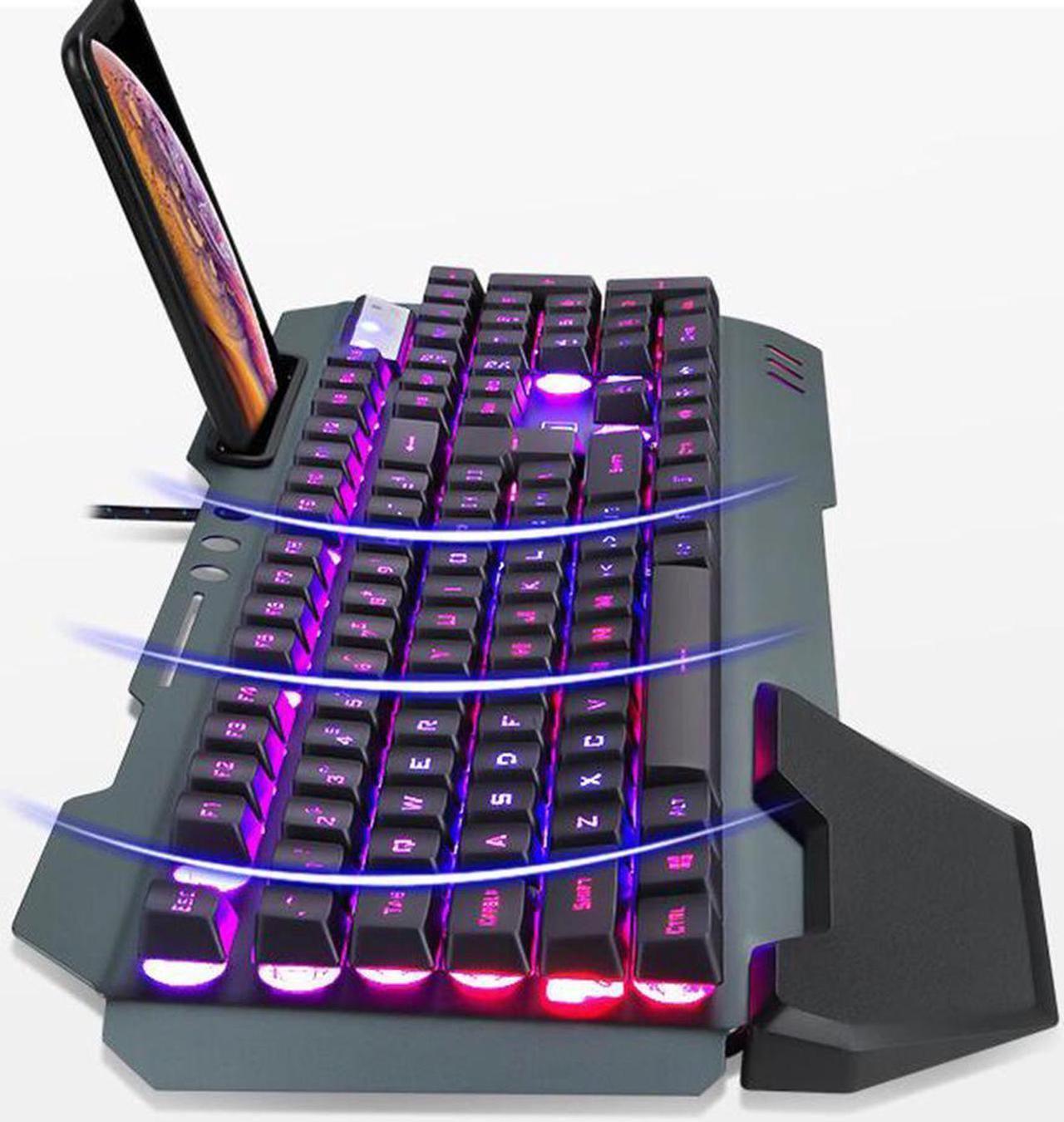 Alt view image 3 of 7 - Wired Gaming Keyboard Set Mechanical feel RGB Backlit Modes Waterproof Wired Game Keyboard For PC Desktop office