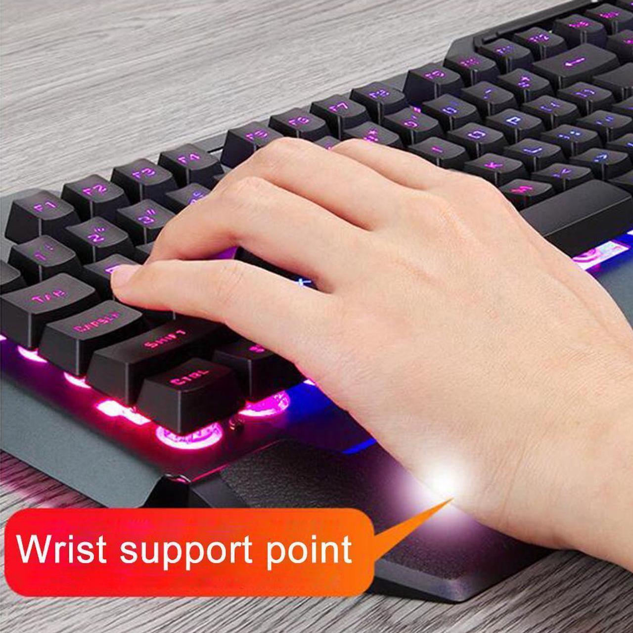 Alt view image 2 of 7 - Wired Gaming Keyboard Set Mechanical feel RGB Backlit Modes Waterproof Wired Game Keyboard For PC Desktop office