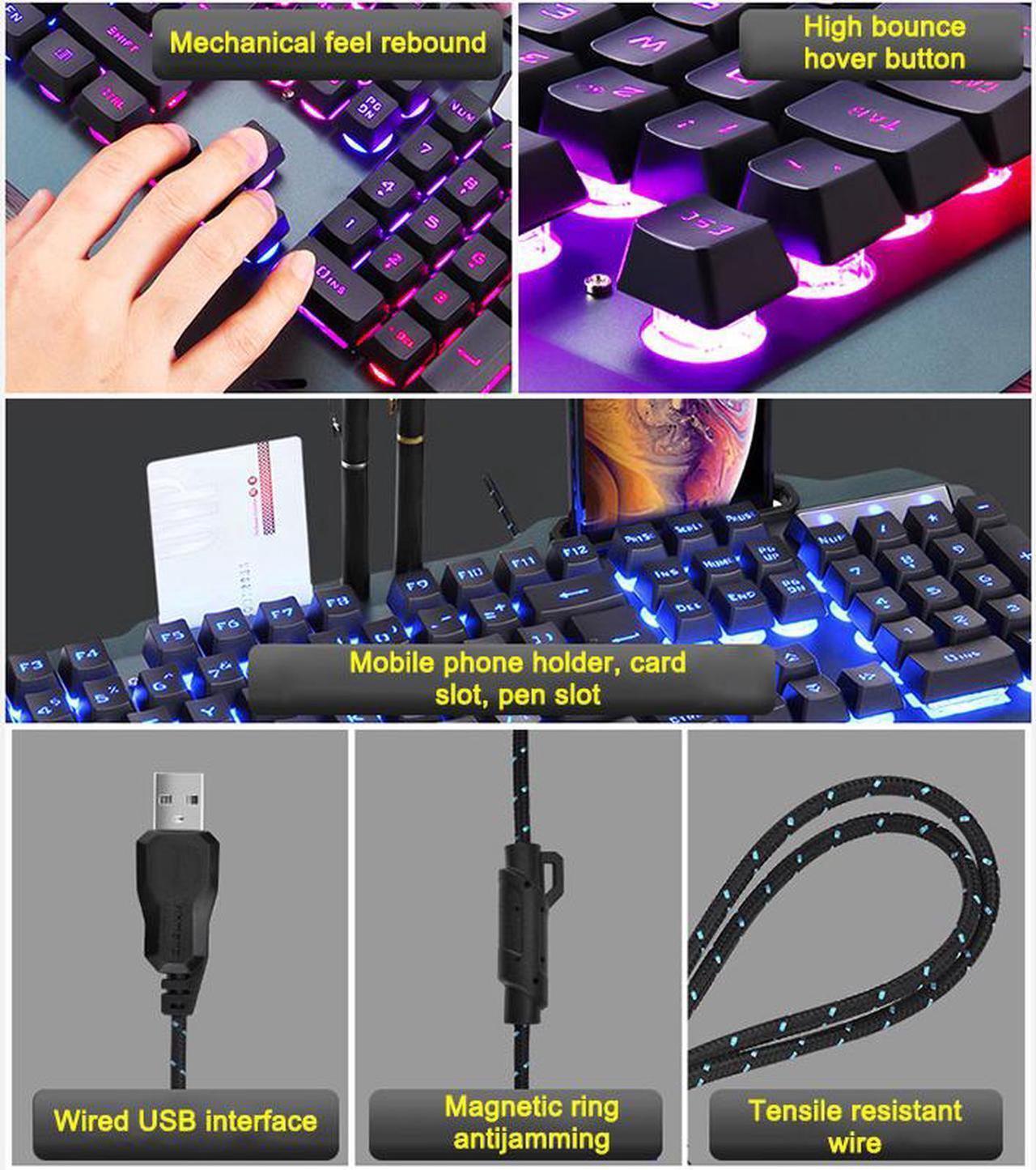 Alt view image 4 of 7 - Wired Gaming Keyboard Set Mechanical feel RGB Backlit Modes Waterproof Wired Game Keyboard For PC Desktop office