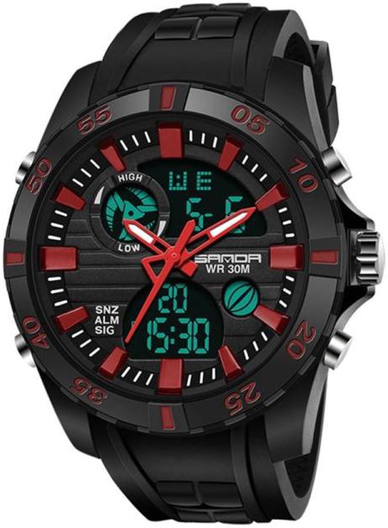 Watch Genuine Fashion Sports Multifunction Electronic Watch Popular Men luminous Wrist Watch (Red)