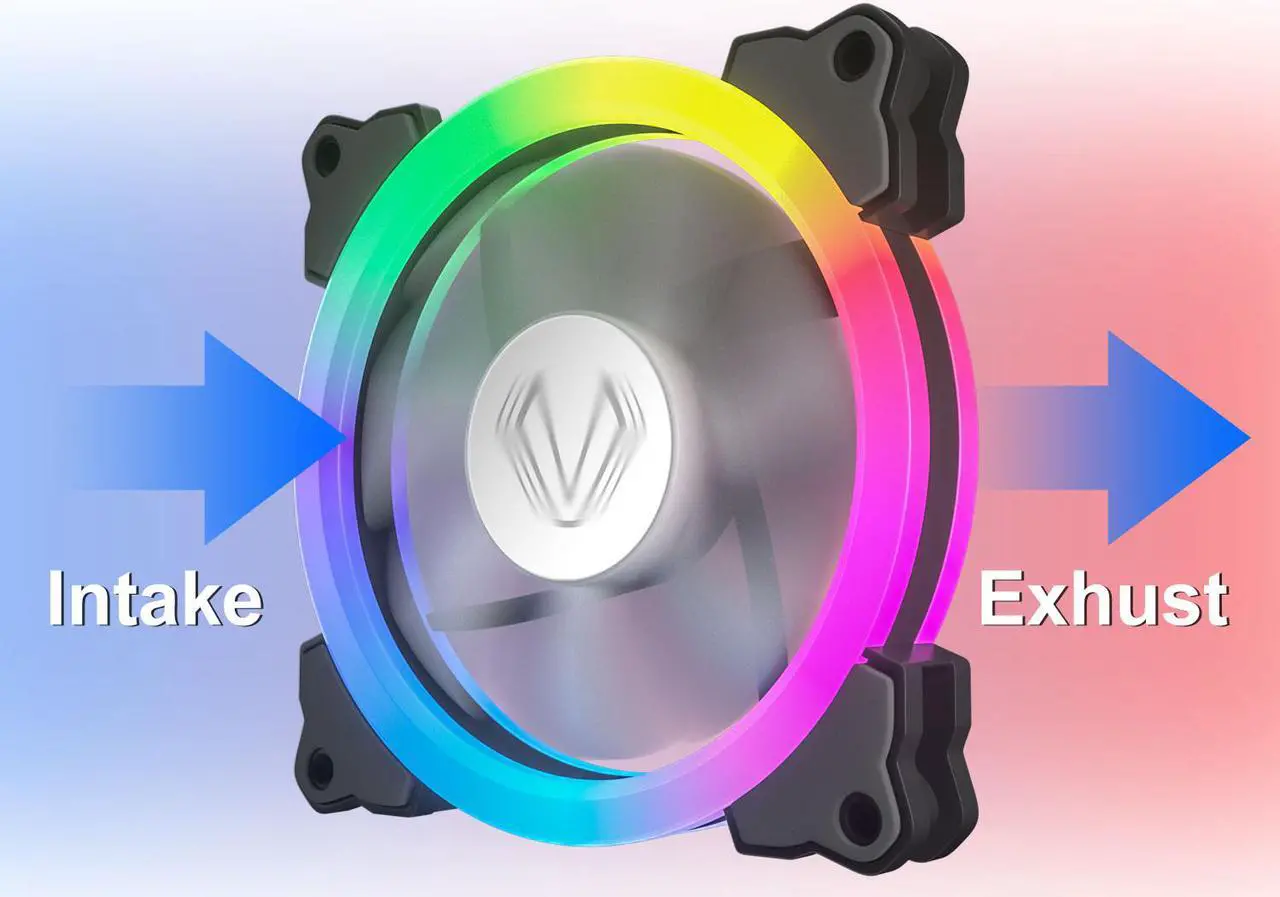 Alt view image 4 of 5 - Vetroo SY-120 120mm ARGB Case Fan 5V 3 Pin Addressable Motherboard SYNC with Duo-Ring LED Lighting Controller Free (1 Pack)