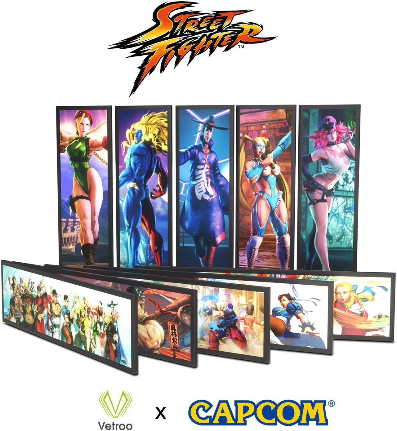 Alt view image 2 of 7 - Vetroo Streetfighter Character Poster Display Board w/ LED Lights for Computer PC Case Decor Full HD 2K Multi-Mode Function 12.2" x 3.1" (Horizontal, B6)