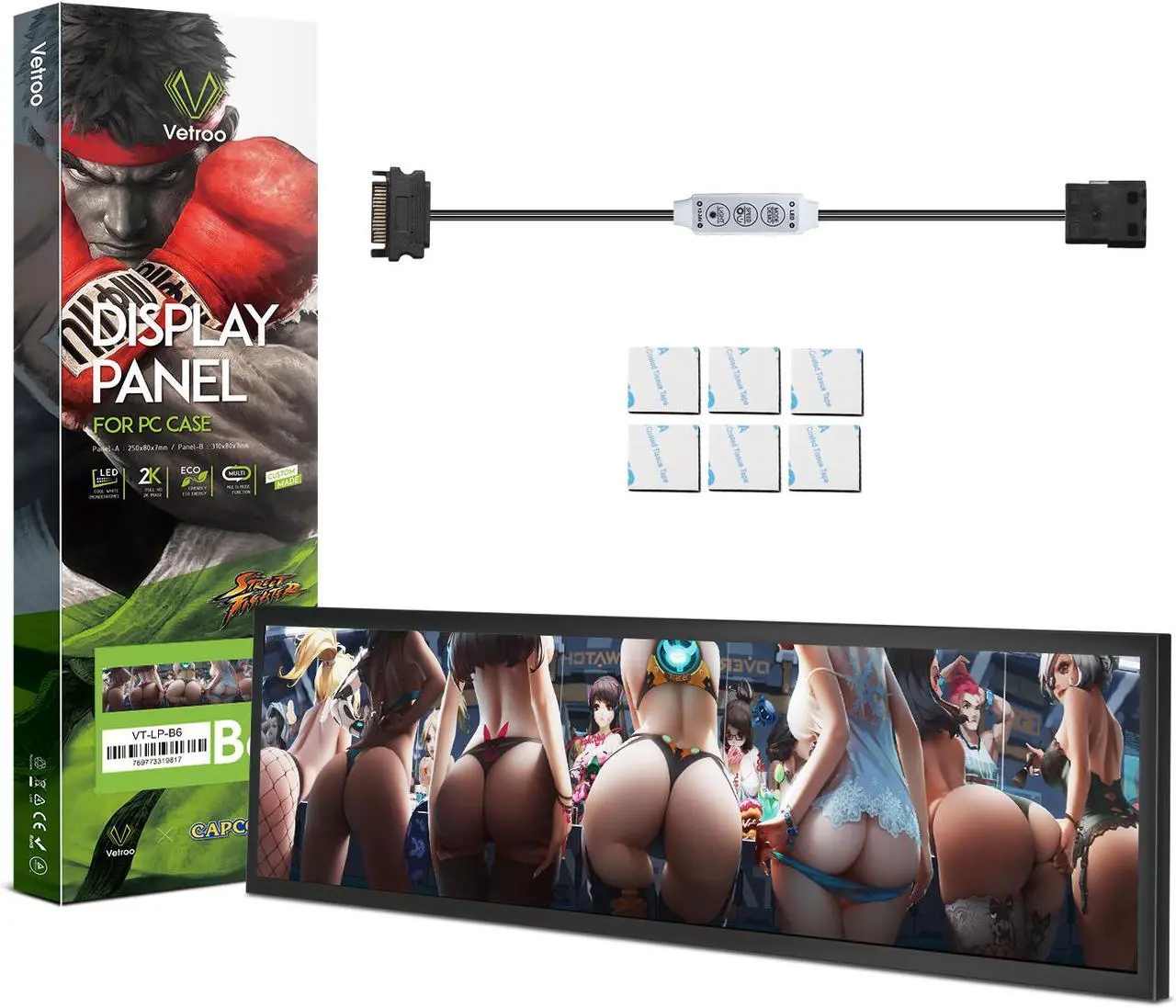 Alt view image 7 of 7 - Vetroo Streetfighter Character Poster Display Board w/ LED Lights for Computer PC Case Decor Full HD 2K Multi-Mode Function 12.2" x 3.1" (Horizontal, B6)