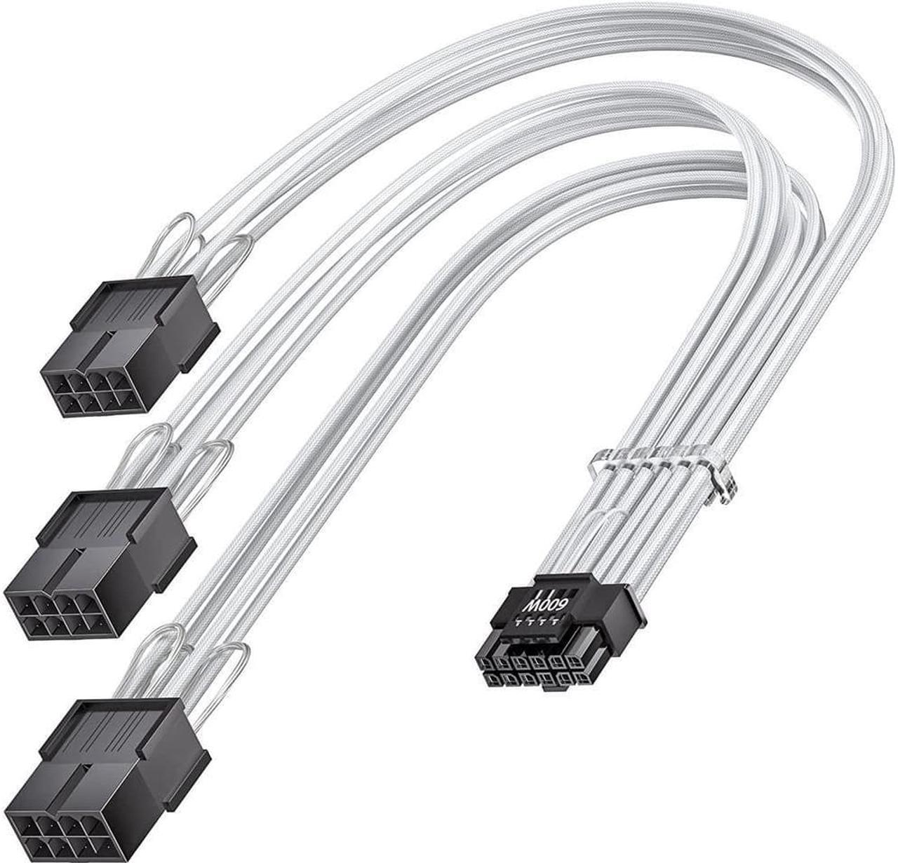 Main image of PCI-e 5.0 Extension Cable16 Pin(12+4) 12VHPWR Male to PCIE 5.0 3x8(6+2) Pin Female 16AWG Cable Sleeved Compatible for GPU RTX 3090Ti 4070Ti 4080 4090