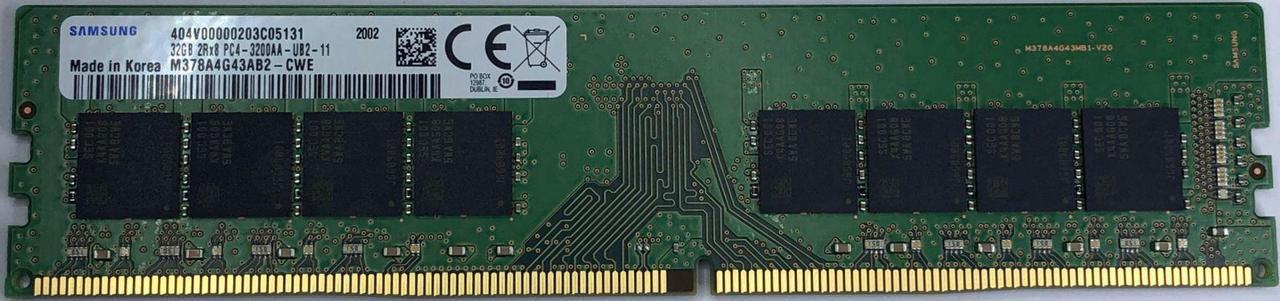 Main image of Samsung 32GB DDR4 3200MHz PC4-25600 1.2V 2Rx8 288-Pin UDIMM Desktop RAM Memory Module M378A4G43AB2-CWE