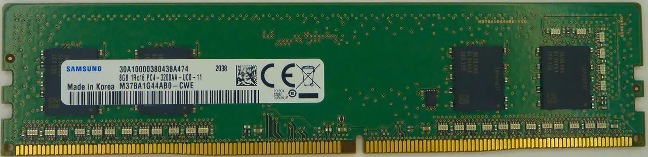 Main image of Samsung 8GB DDR4 3200MHz PC4-25600 1.2V 1Rx16 288-Pin UDIMM Desktop RAM Memory Module M378A1G44AB0-CWE