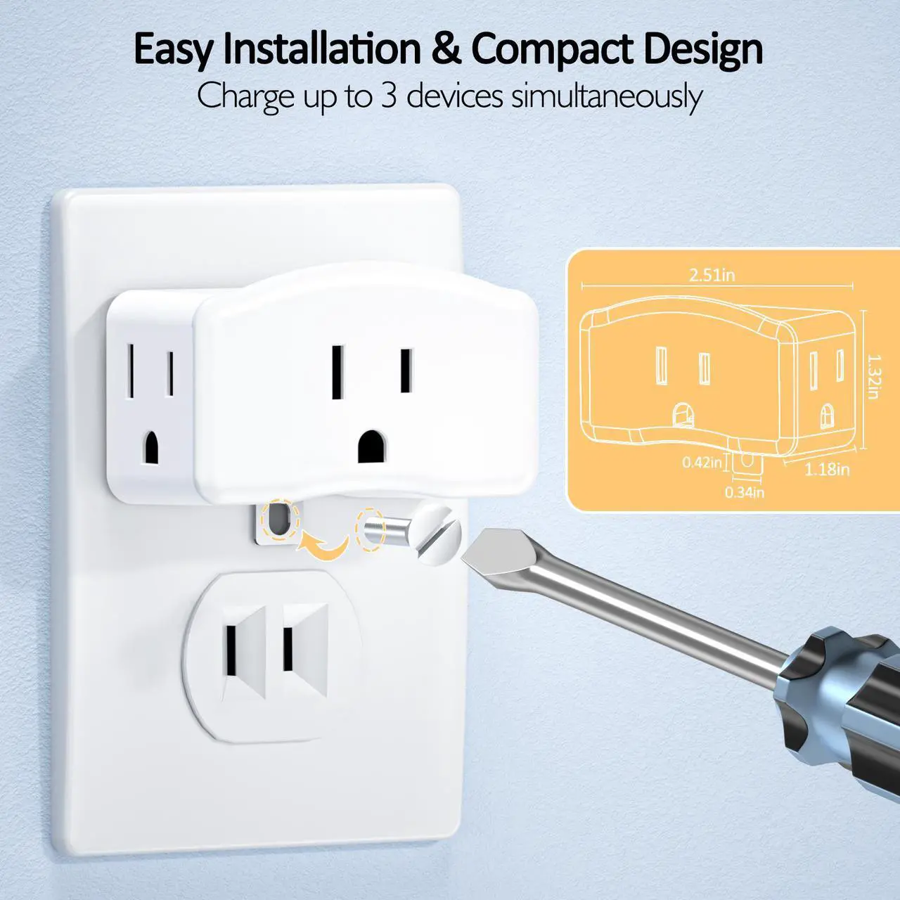 Alt view image 5 of 6 - 3 Prong to 2 Prong Grounding Adapter, LENCENT Plug Extender, Outlet Converter, Wall Plug Splitter with 3 AC Outlets, Travel Power Adaptor for US to Japan-Type A, Cruise Ship Approved, 2 Pack
