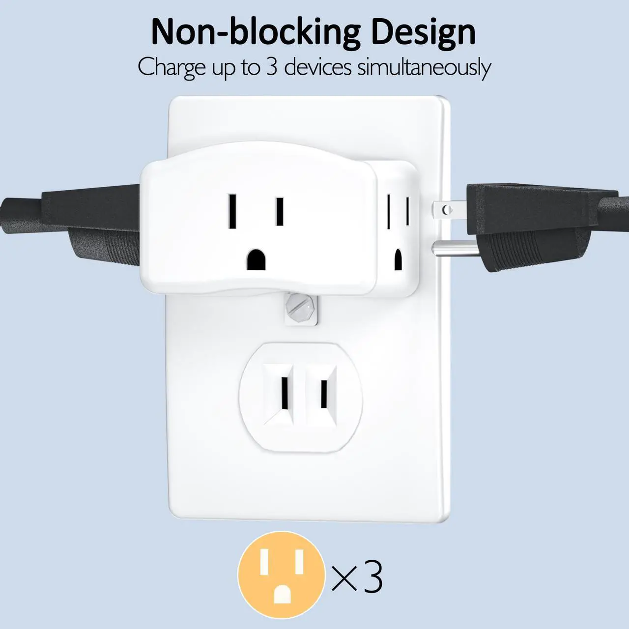 Alt view image 2 of 6 - 3 Prong to 2 Prong Grounding Adapter, LENCENT Plug Extender, Outlet Converter, Wall Plug Splitter with 3 AC Outlets, Travel Power Adaptor for US to Japan-Type A, Cruise Ship Approved, 2 Pack