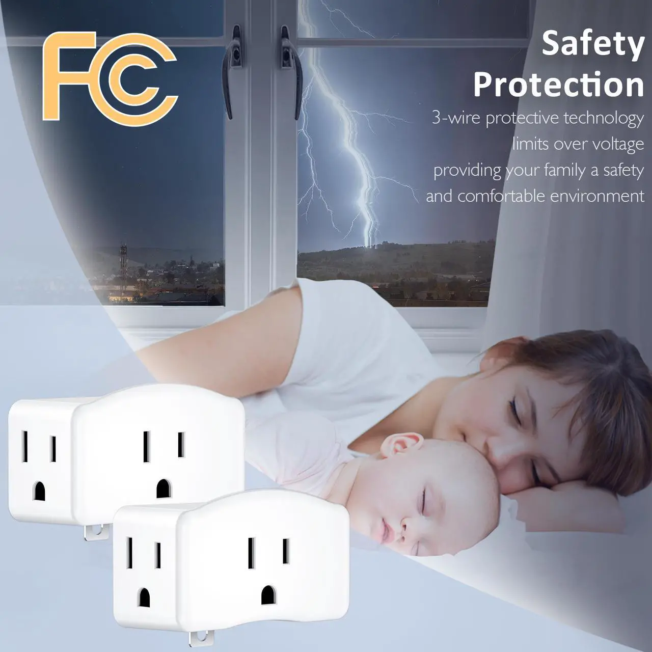 Alt view image 4 of 6 - 3 Prong to 2 Prong Grounding Adapter, LENCENT Plug Extender, Outlet Converter, Wall Plug Splitter with 3 AC Outlets, Travel Power Adaptor for US to Japan-Type A, Cruise Ship Approved, 2 Pack