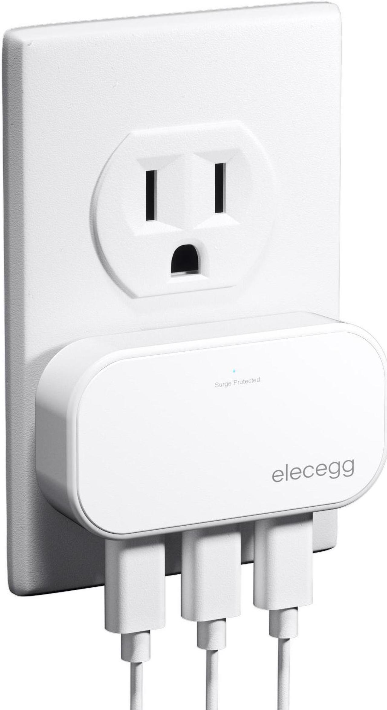 Main image of Slim Flat USB Wall Charger, elecegg Ultra Thin 3 Port Wall Adapter with Smart IC, Low Profile Block Power Cube for iPhone, iPad, iPod, Android, Samsung Galaxy, and More