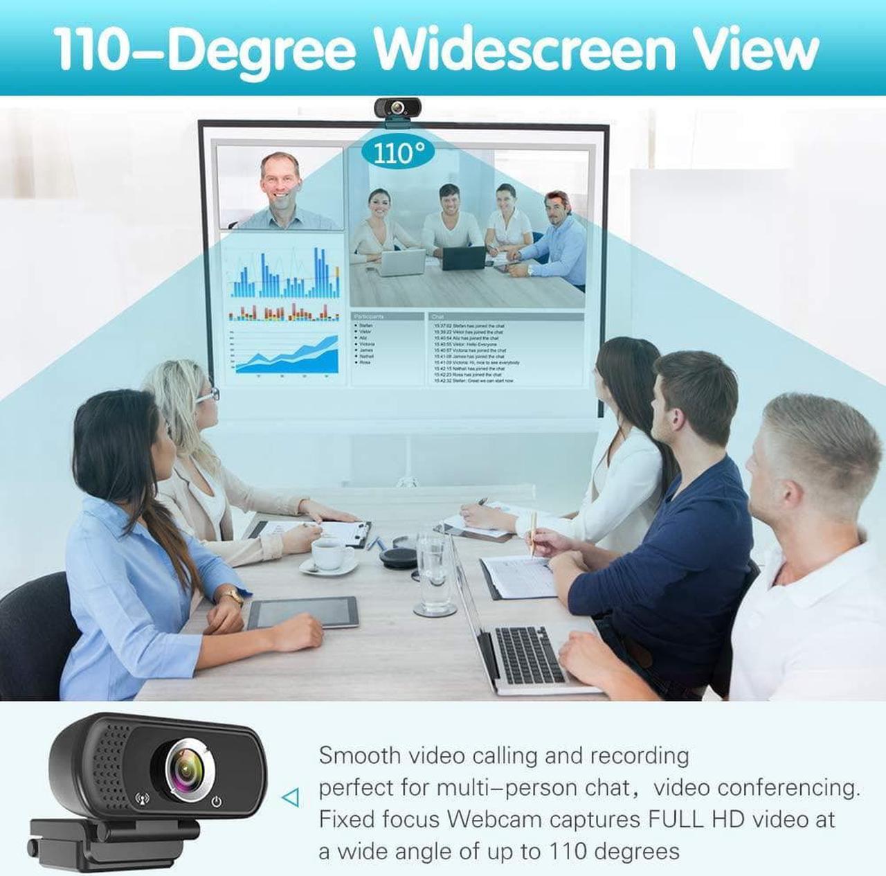Alt view image 3 of 7 - 1080P Webcam,Live Streaming Web Camera with Stereo Microphone, Desktop or Laptop USB Webcam with 110 Degree View Angle, HD N5 Webcam for Video Calling, Recording, Conferencing, Streaming, Gaming