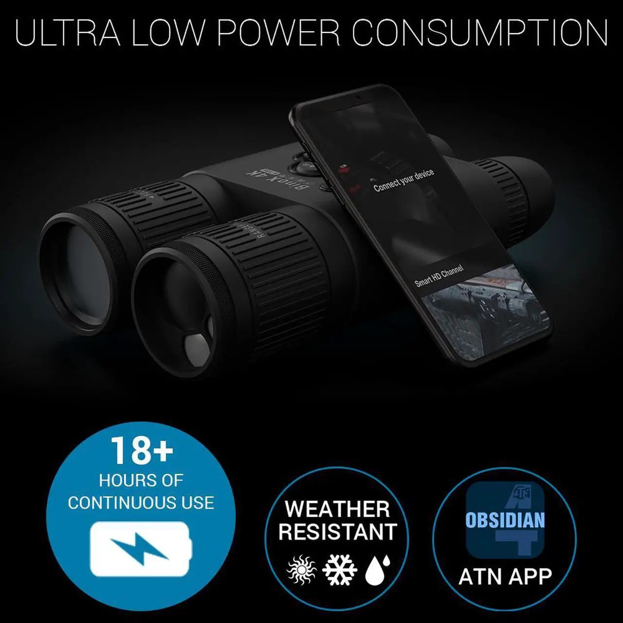 Alt view image 2 of 6 - ATN BINOX 4K 4-16X Smart Ultra HD Day/Night Vision Binoculars w/ Laser Rangefinder