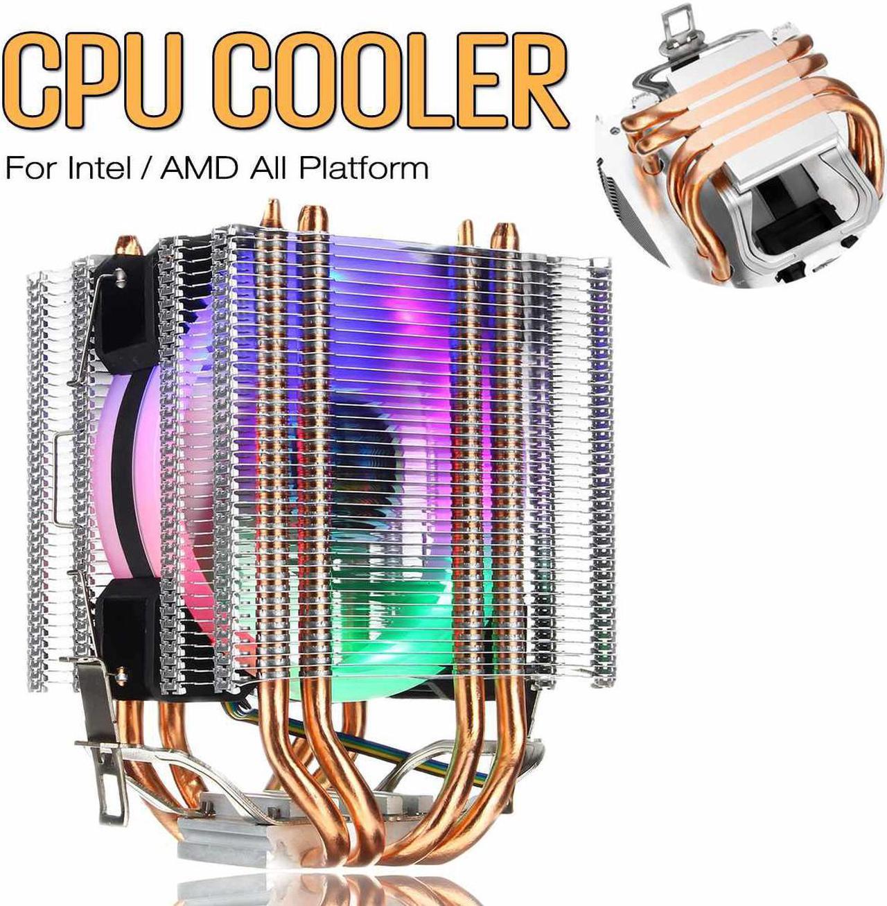 90mm 4 Heatpipe CPU Cooler Desktop Computer 4Pin RGB LED Fan Cooling Heatsink for Intel 775/1150/1151/1155/1156/1366 for AMD